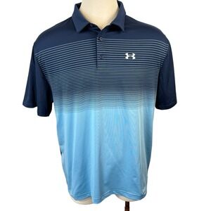 Under Armour Mens XXL The Playoff Polo Loose Fit Heatgear Stretch Navy Blue